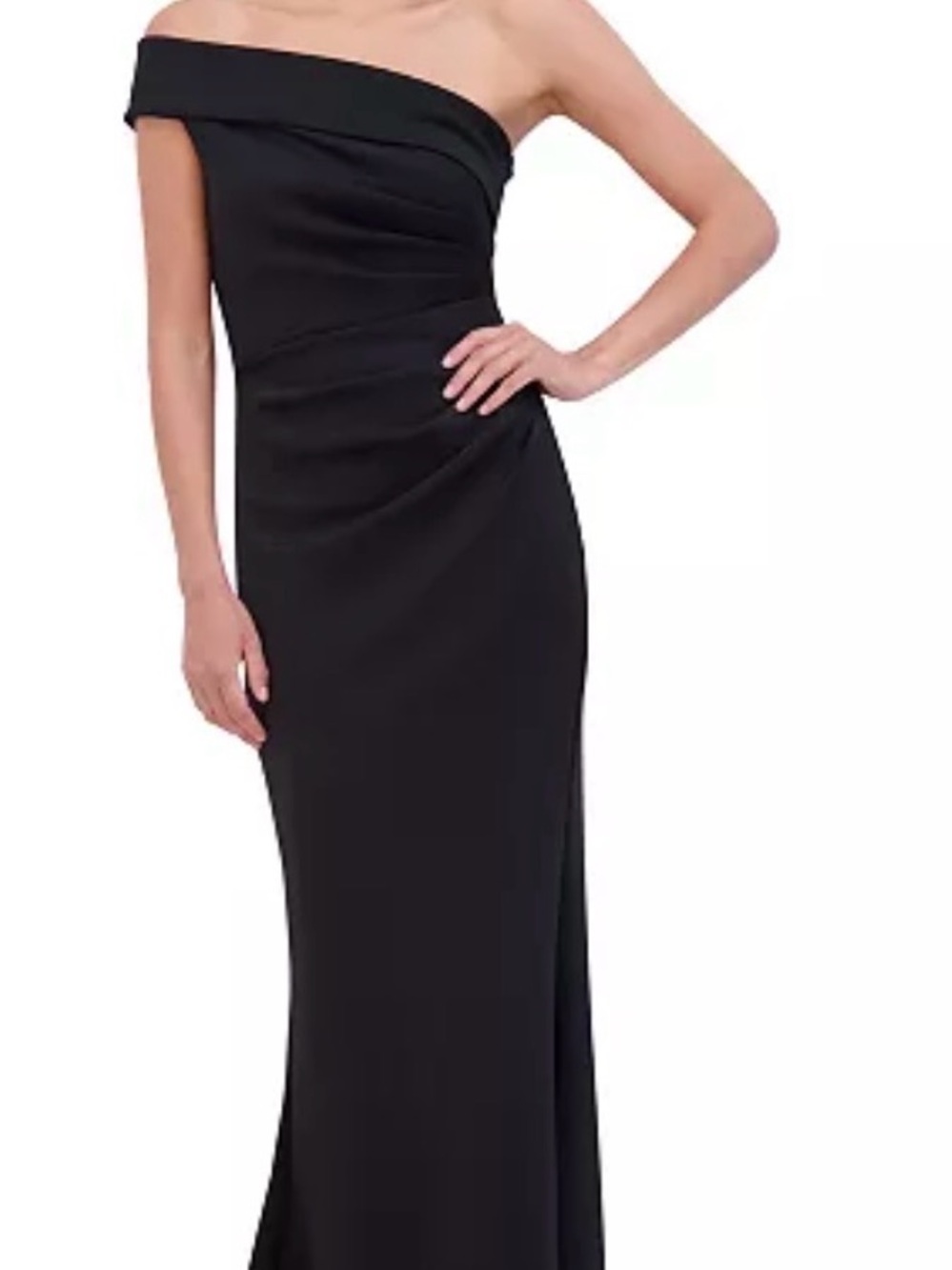 Eliza J Black One-Shoulder Evening Gown